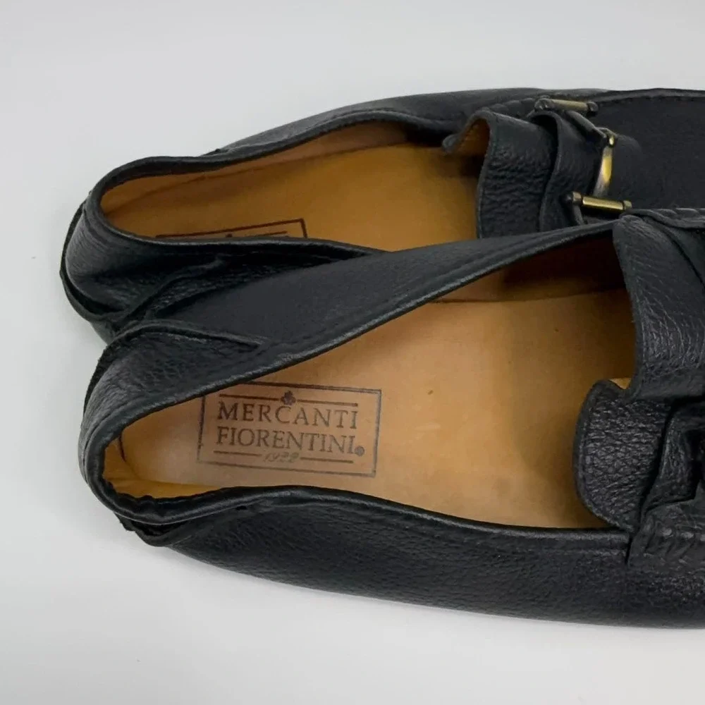 Mercanti Fiorentini Horsebit Loafers Mens 10M Black Pebbled Leather Driving Shoe
